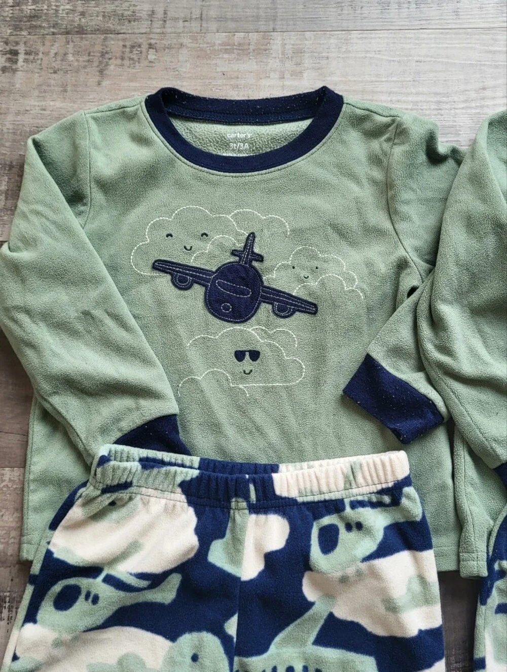Carter's Fleece Pajama Sets Toddler Boy Size 3T Airplane 2 Sets Twin